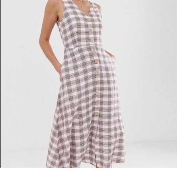 Stylish Plaid Button-Front Midi Dress - Picture 1 of 5